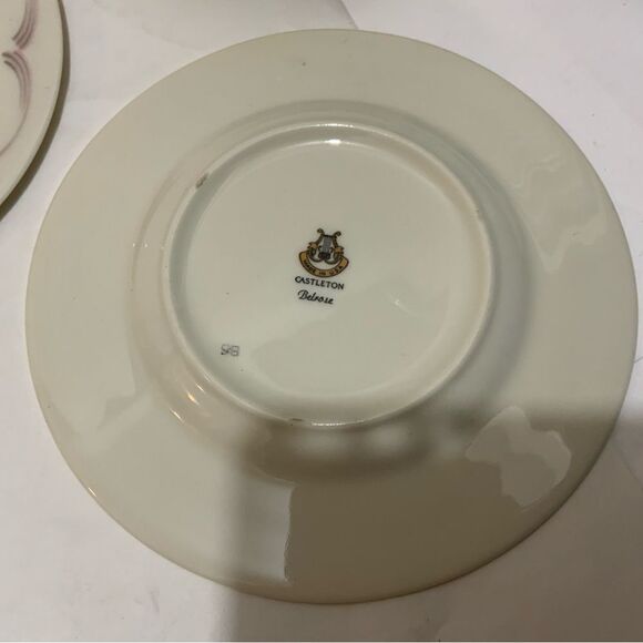 Set 6 Castleton BELROSE 6 1/8” plates Pink Gray Ivory Roses Floral USA G15 - Picture 8 of 10